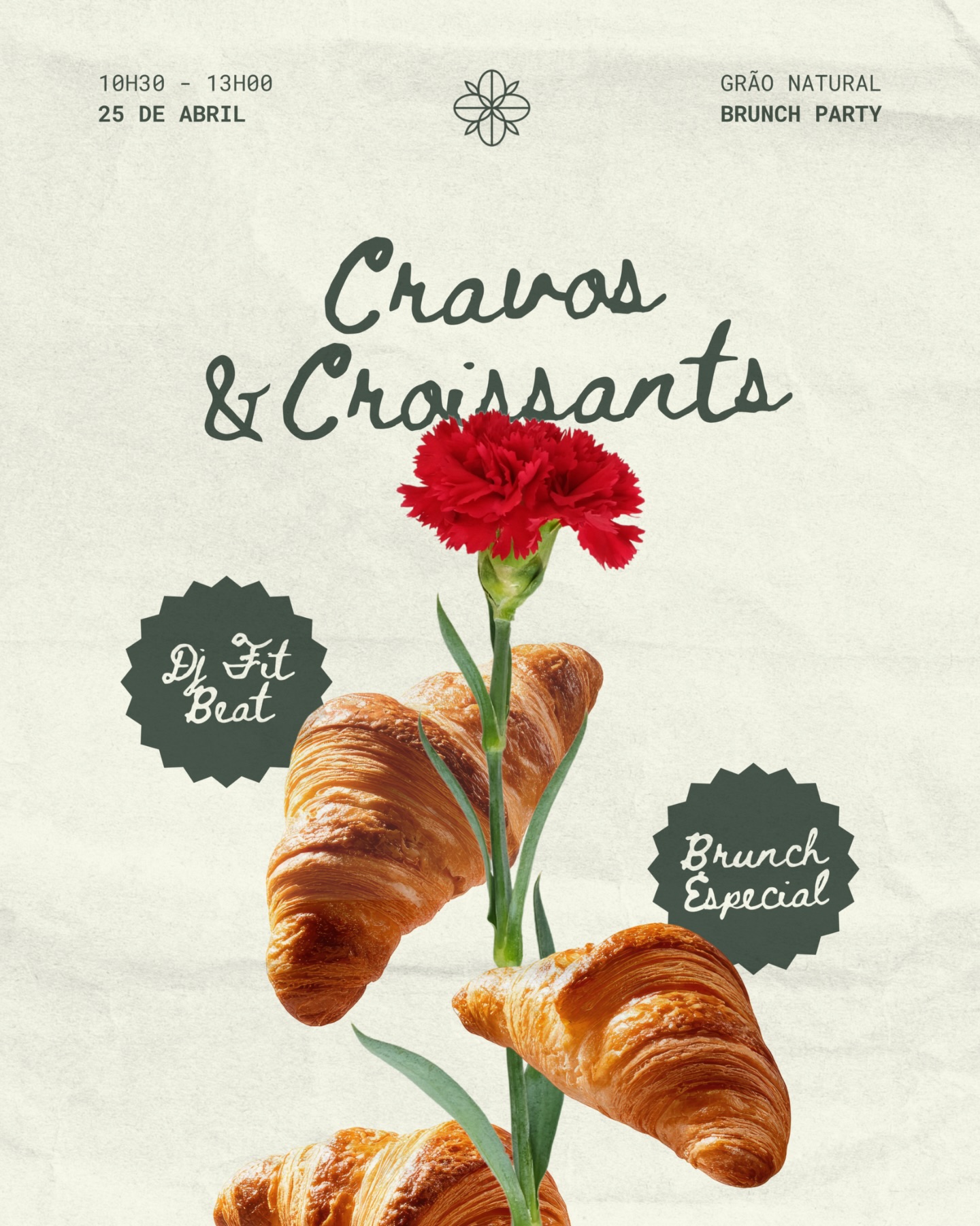 Neste 25 de abril, vem celebrar a liberdade à mesa. ❣️🥹🥐

Cravos & Croissants é o pretexto perfeito para juntar amigos, família, aproveitar os sabores e celebrar Abril como deve ser. ✨

Um brunch especial, música pelo Dj Fit Beat e muita animação. Contamos contigo! 💚

☎️ Reserva já a tua mesa: +351 935 811 584

#graonatural #cravosecroissants #arcosdevaldevez #25deabril #brunch