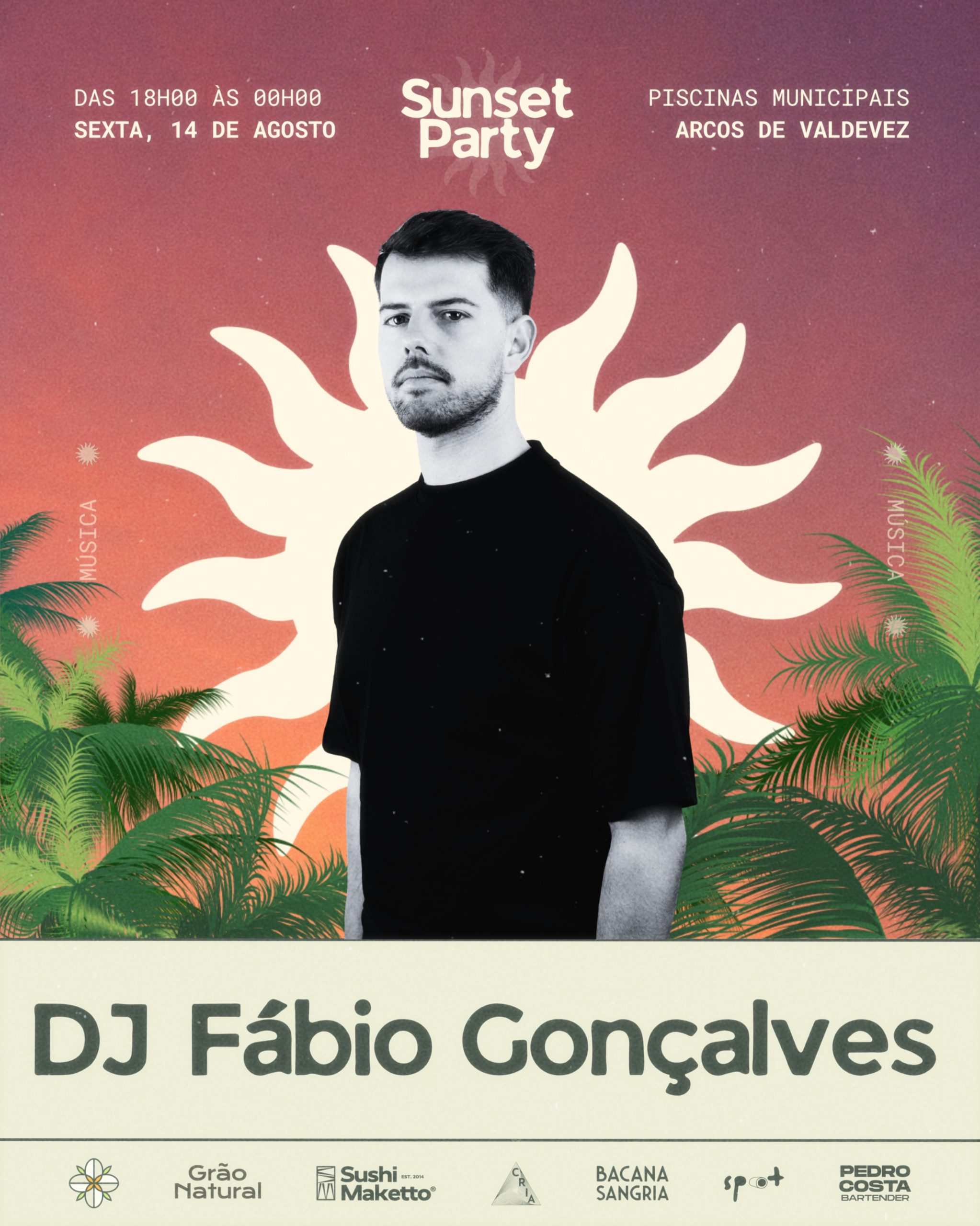 Boa música? Confirmado. 🪩🌴🌞
A Sunset Party – 7.ª Edição conta com a atuação dos DJs:
🎧 Fábio Gonçalves
🎧 Jorge Araújo
🎧 Fit Beat
Marca na agenda:
📅 14 de Agosto
🕕 18h00 às 00h00
📍 Piscinas Municipais de Arcos de Valdevez
Celebramos juntos os 7 anos do Grão Natural? 🎉
#graonatural #sunsetgraonatural #sunsetparty #festadeverão #arcosdevaldevez